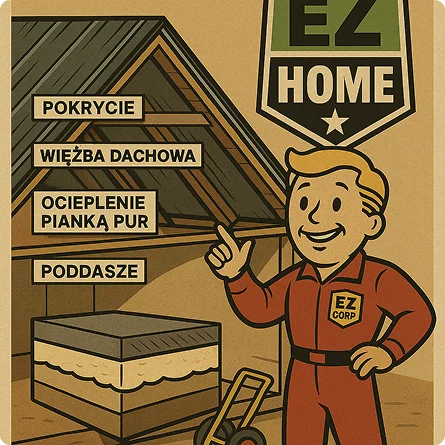 Dach z gontem lub blachą + PUR